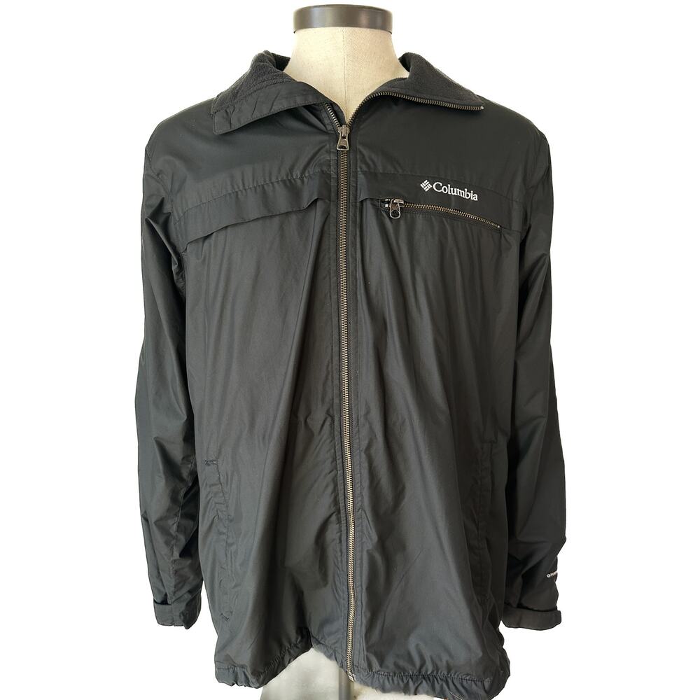 Columbia Omni-Shield Black Jacket Mens M Fleece Lined Windbreaker Gorpcore Zip